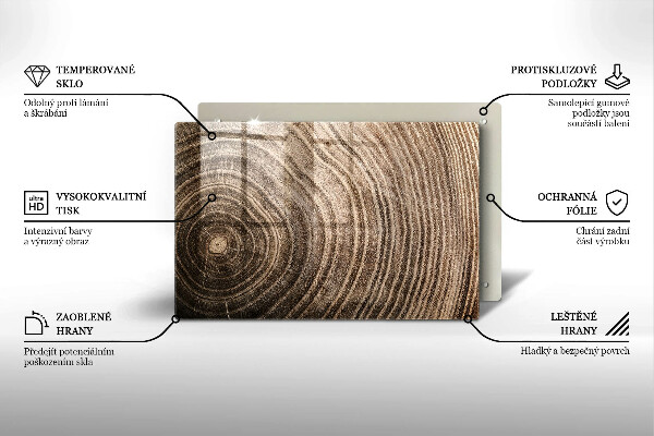 Tabla de cortar de vidrio Anillos de madera