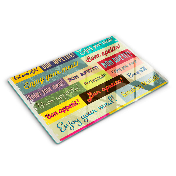 Tabla de cortar de vidrio Subtítulos buen provecho idiomas