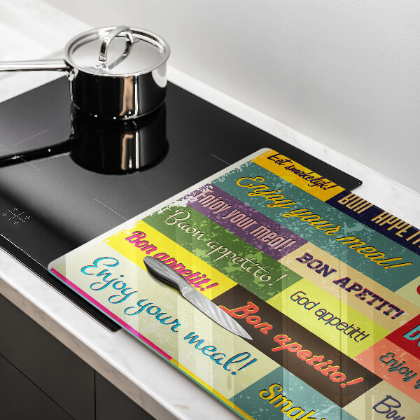 Tabla de cortar de vidrio Subtítulos buen provecho idiomas