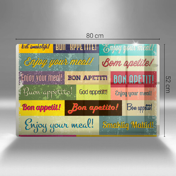 Tabla de cortar de vidrio Subtítulos buen provecho idiomas