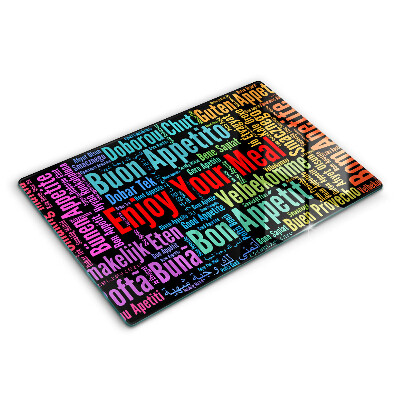 Tabla de cortar de vidrio Subtítulos buen provecho idiomas