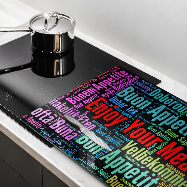 Tabla de cortar de vidrio Subtítulos buen provecho idiomas