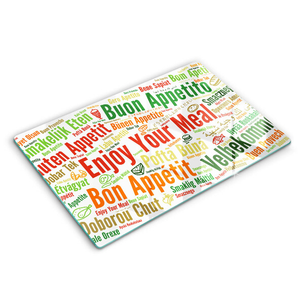 Tabla de cortar de vidrio Subtítulos buen provecho idiomas