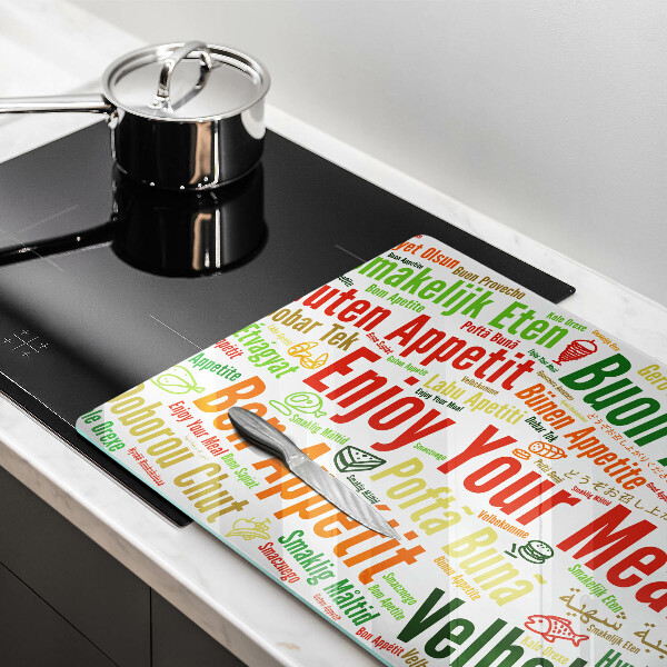 Tabla de cortar de vidrio Subtítulos buen provecho idiomas