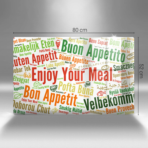 Tabla de cortar de vidrio Subtítulos buen provecho idiomas