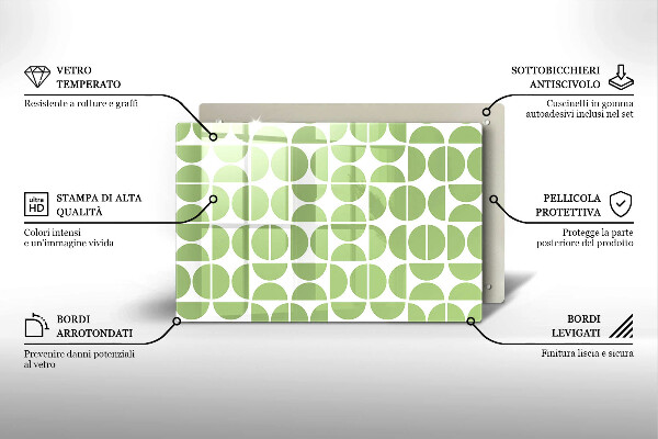 Tabla de cortar de vidrio Patrón de formas boho