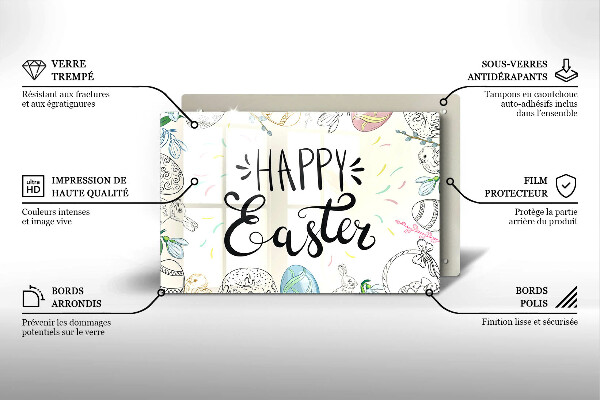 Tabla de cortar de vidrio Happy easter