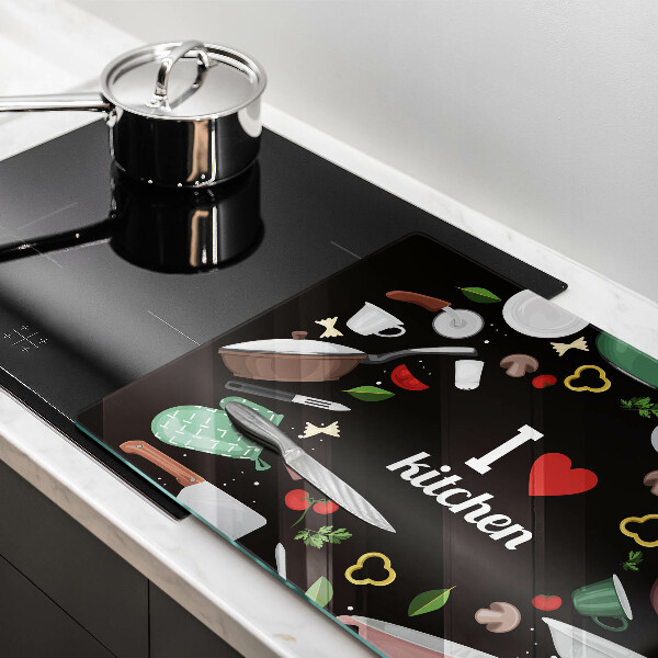 Tabla de cortar de vidrio Ilustración me encanta la cocina