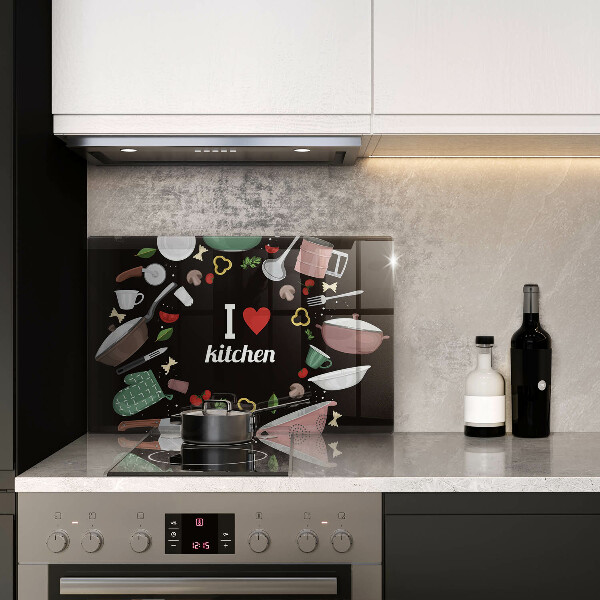 Tabla de cortar de vidrio Ilustración me encanta la cocina