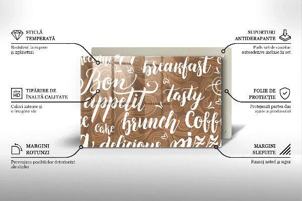 Tabla de cortar de vidrio Bon appetit subtítulos