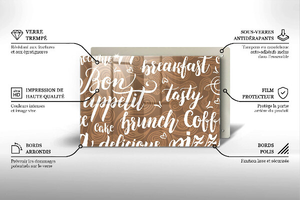 Tabla de cortar de vidrio Bon appetit subtítulos