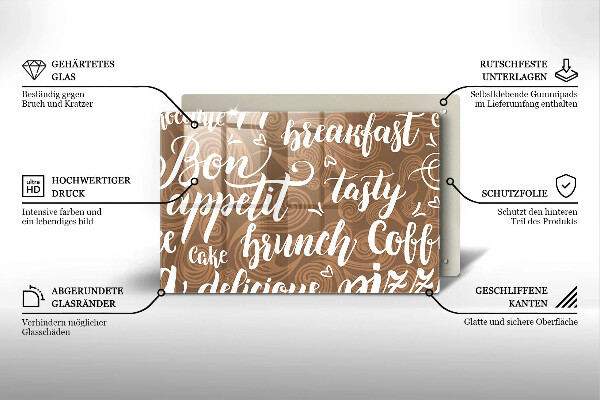 Tabla de cortar de vidrio Bon appetit subtítulos