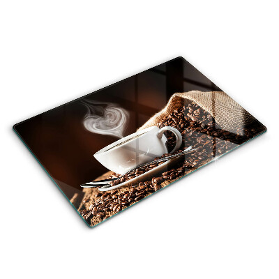 Tabla de cortar de vidrio Café y una taza