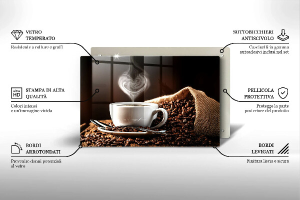 Tabla de cortar de vidrio Café y una taza