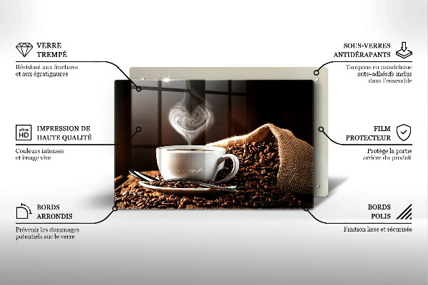 Tabla de cortar de vidrio Café y una taza