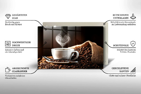 Tabla de cortar de vidrio Café y una taza