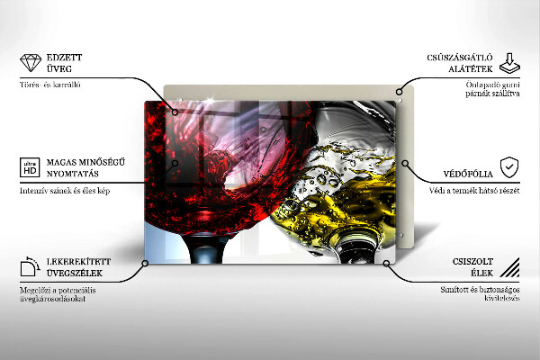 Tabla de cortar de vidrio Vasos de vino