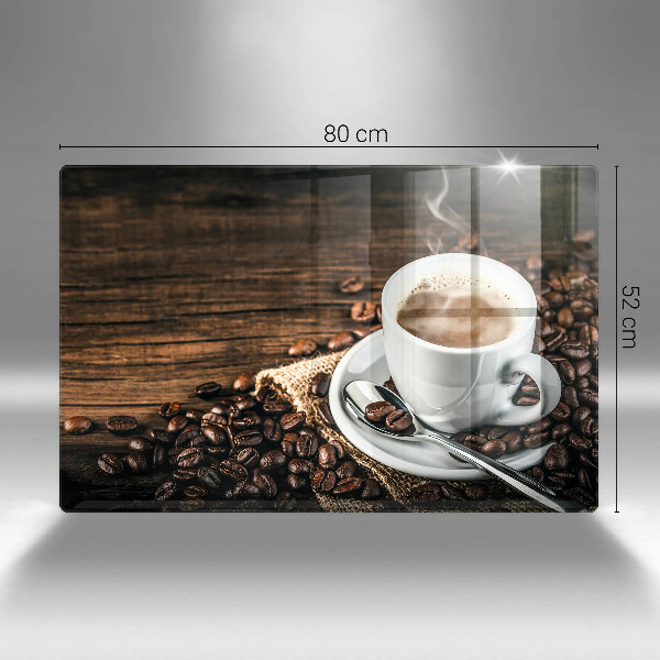 Tabla de cortar de vidrio Taza y granos de café