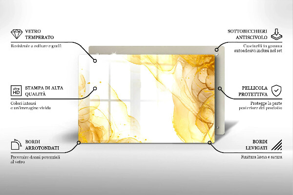 Tabla de cortar de vidrio Abstracción dorada