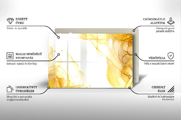 Tabla de cortar de vidrio Abstracción dorada