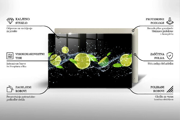 Tabla de cortar de vidrio Agua de lima y menta