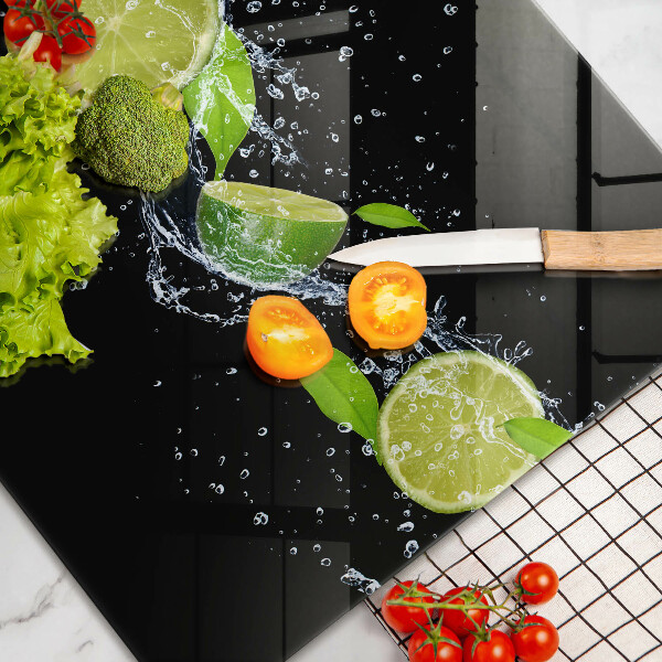 Tabla de cortar de vidrio Agua de lima y menta