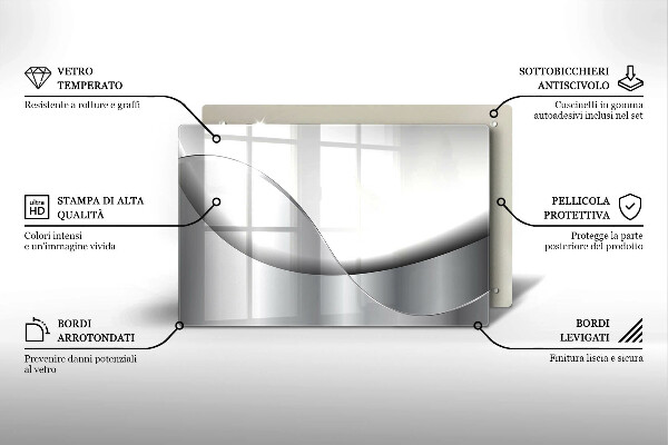 Tabla de cortar de vidrio Diseño de líneas abstractas