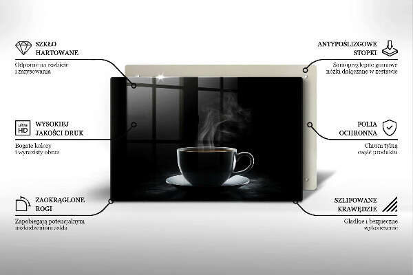 Tabla de cortar de vidrio Taza de café caliente