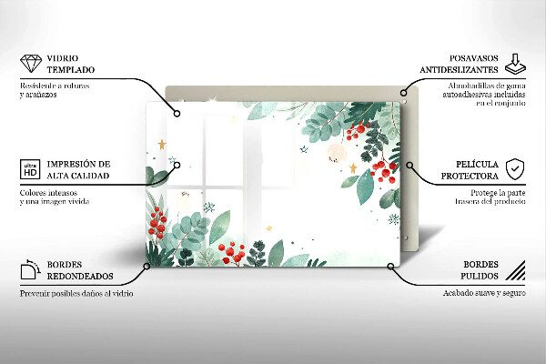Tabla de cortar de vidrio Hojas de acuarela
