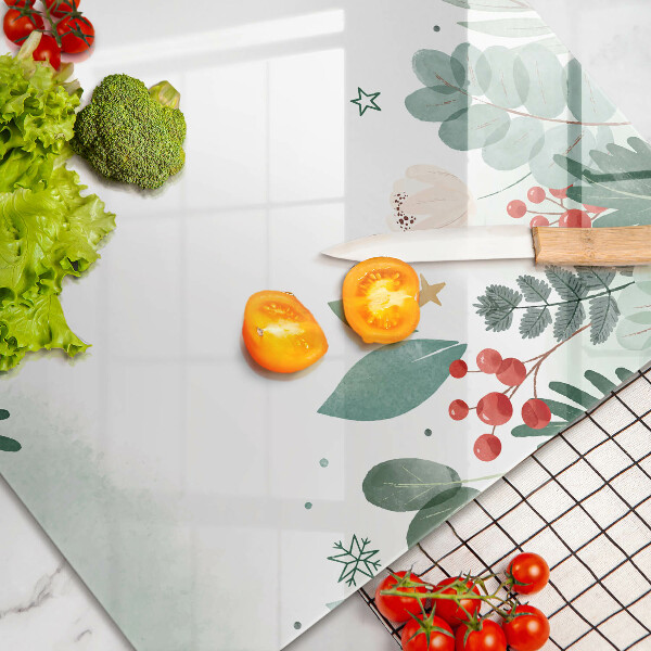 Tabla de cortar de vidrio Hojas de acuarela