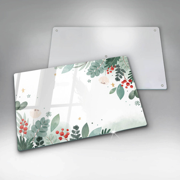 Tabla de cortar de vidrio Hojas de acuarela