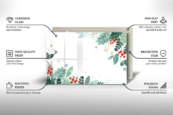 Tabla de cortar de vidrio Hojas de acuarela