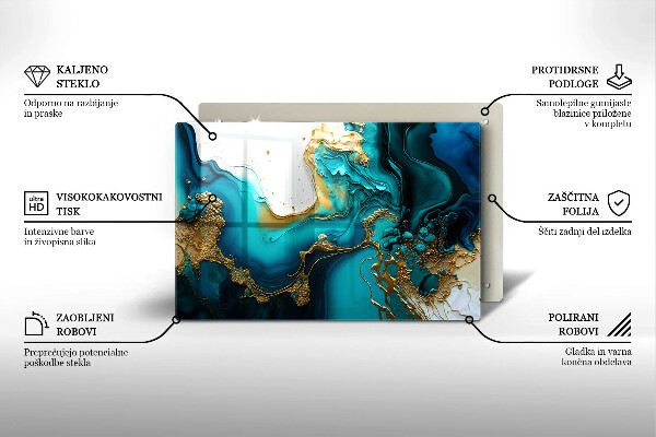 Tabla de cortar de vidrio Abstracción turquesa