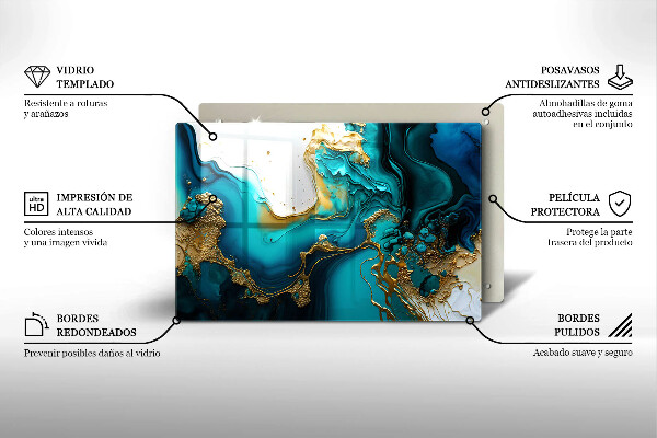 Tabla de cortar de vidrio Abstracción turquesa