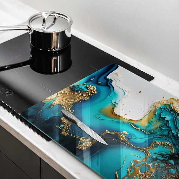 Tabla de cortar de vidrio Abstracción turquesa
