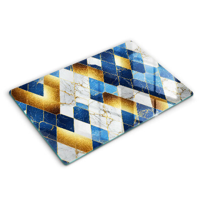 Tabla de cortar de vidrio Rombos de mármol dorado