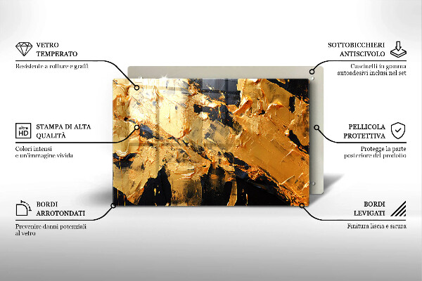 Tabla de cortar de vidrio Textura de pintura elegante