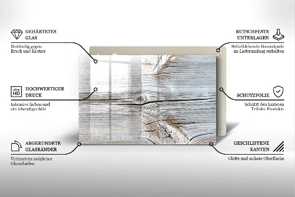 Tabla de cortar de vidrio Estructura de madera brillante