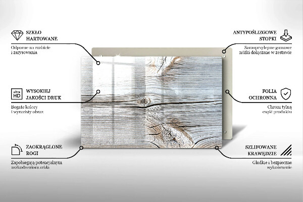 Tabla de cortar de vidrio Estructura de madera brillante