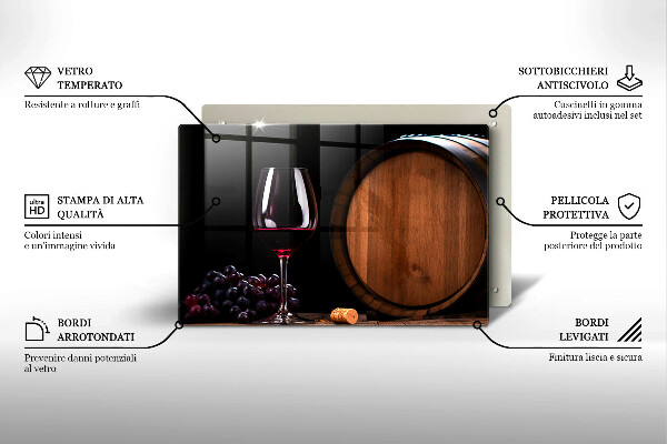 Tabla de cortar de vidrio Copa de vino de barril