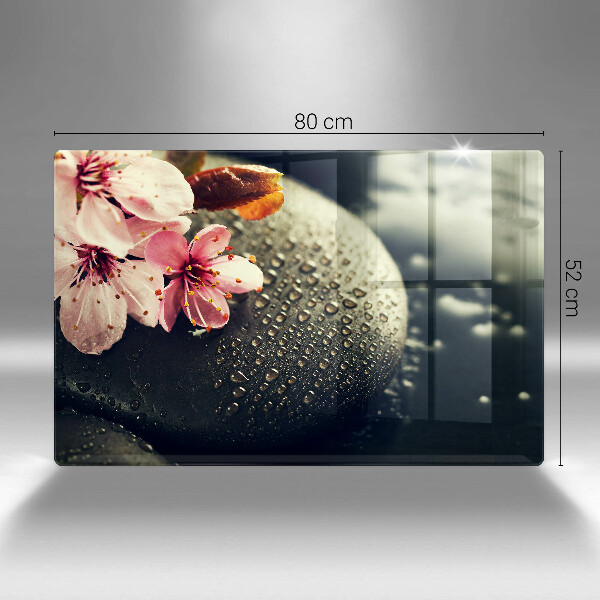 Tabla de cortar de vidrio Flores piedras zen