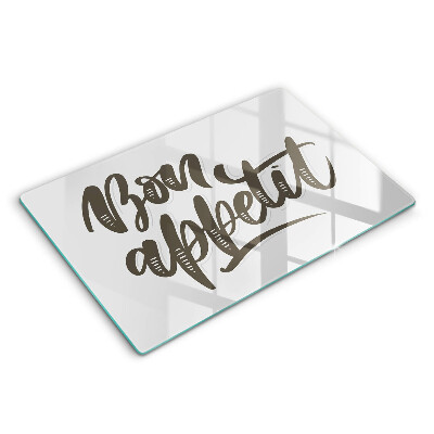 Tabla de cortar de vidrio Inscripción bon appetit