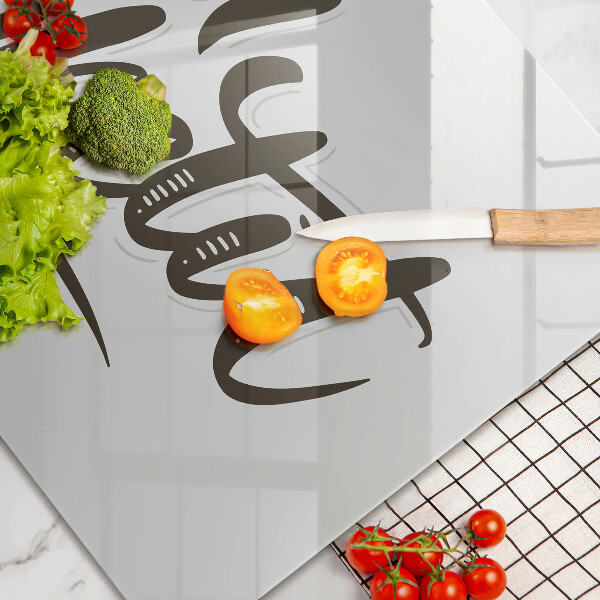 Tabla de cortar de vidrio Inscripción bon appetit