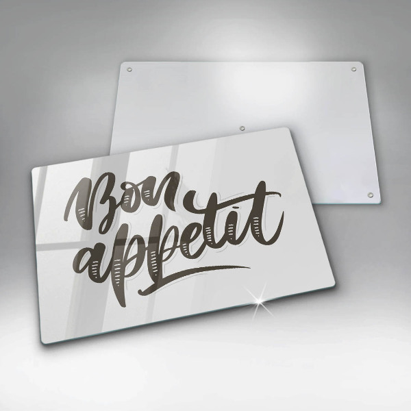 Tabla de cortar de vidrio Inscripción bon appetit