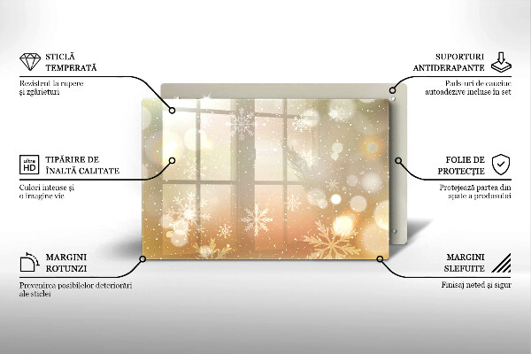 Tabla de cortar de vidrio Copos de nieve