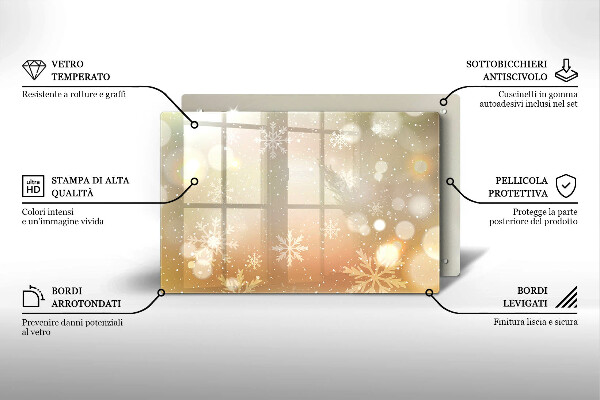 Tabla de cortar de vidrio Copos de nieve