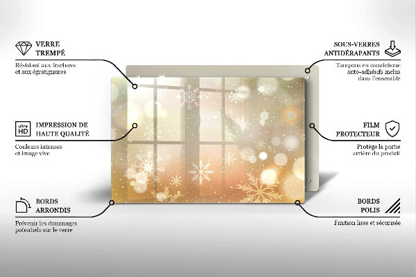 Tabla de cortar de vidrio Copos de nieve