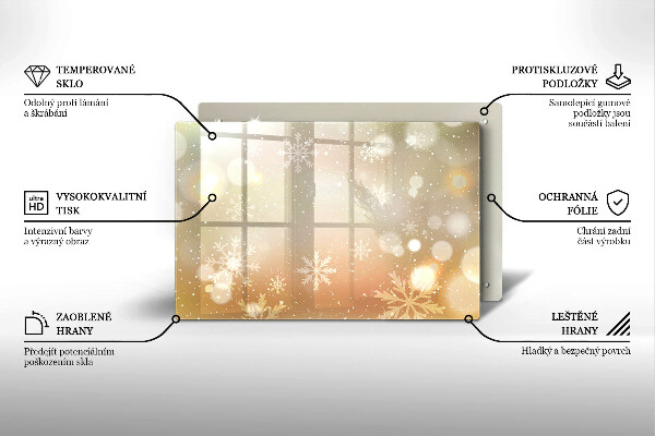 Tabla de cortar de vidrio Copos de nieve