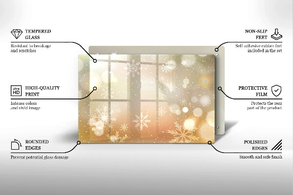 Tabla de cortar de vidrio Copos de nieve