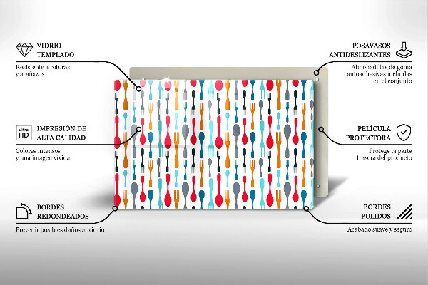 Tabla de cortar de vidrio Ilustración de cuchara